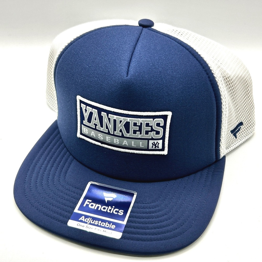 New York Yankees Fanatics Baseball Hat OS Navy White Mesh Back Snapback MLB Cap